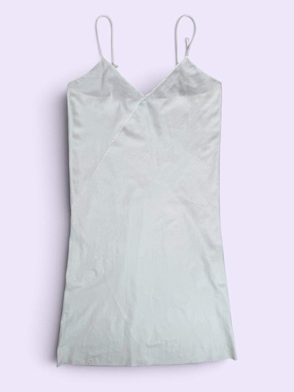 Vintage 1970s Halston for Vassarette Bias Cut Satin Slip Dress Nightgown Ivory L